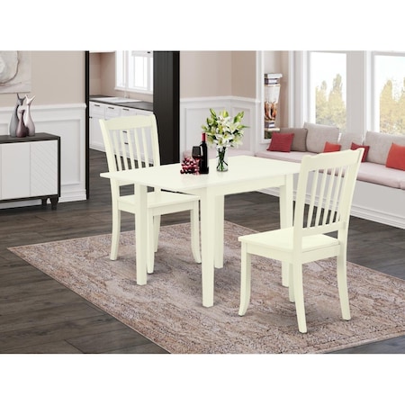 East West Furniture 3 Piece Norden Dining Set - Linen White NDDA3-LWH-W